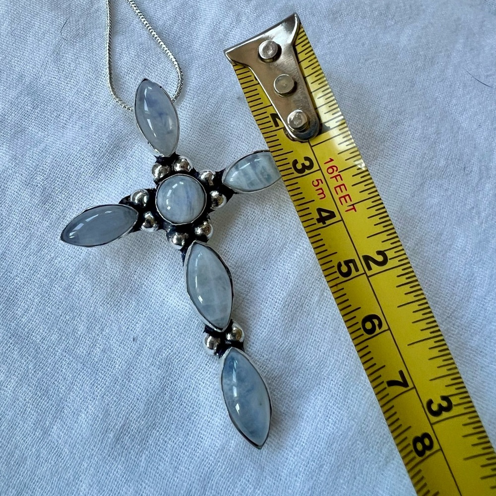 925 Gorgeous! Rainbow FLASH MOONSTONE Pendant Necklace - Picture 6 of 6